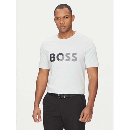 BOSS T-Shirt Tape Logo 50530990 Szary Regular Fit ze sklepu MODIVO w kategorii T-shirty męskie - zdjęcie 182630836