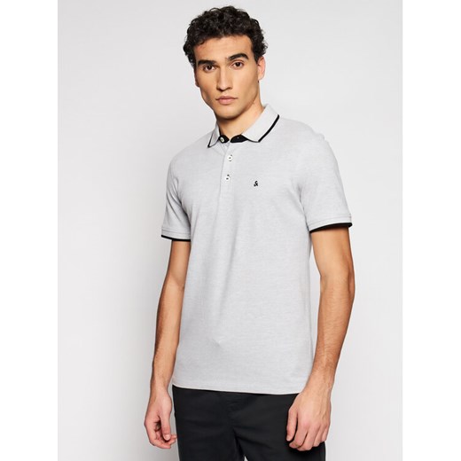 Jack&Jones Polo Paulos 12136668 Szary Slim Fit ze sklepu MODIVO w kategorii T-shirty męskie - zdjęcie 182631005