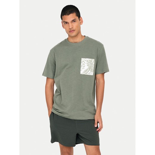 Only & Sons T-Shirt 22025286 Zielony Regular Fit ze sklepu MODIVO w kategorii T-shirty męskie - zdjęcie 182631386