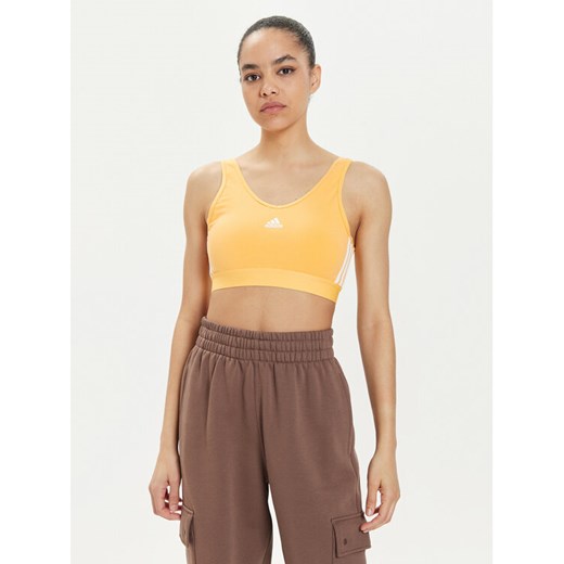 adidas Top Essentials 3-Stripes IR6110 Żółty Slim Fit ze sklepu MODIVO w kategorii Bluzki damskie - zdjęcie 182631446