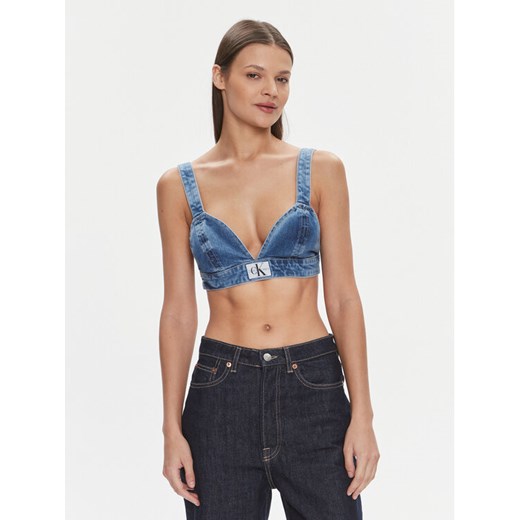 Calvin Klein Jeans Top J20J222475 Niebieski Slim Fit ze sklepu MODIVO w kategorii Bluzki damskie - zdjęcie 182631527