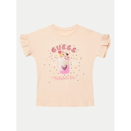 Guess T-Shirt K5GI02 K6YW4 Różowy Regular Fit ze sklepu MODIVO w kategorii Bluzki dziewczęce - zdjęcie 182632009