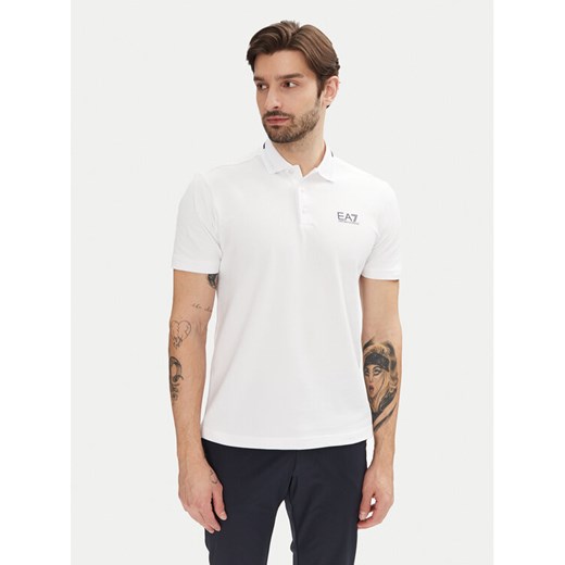 EA7 Emporio Armani Polo 7M000184 AF13511 U0002 Biały Slim Fit ze sklepu MODIVO w kategorii T-shirty męskie - zdjęcie 182632137