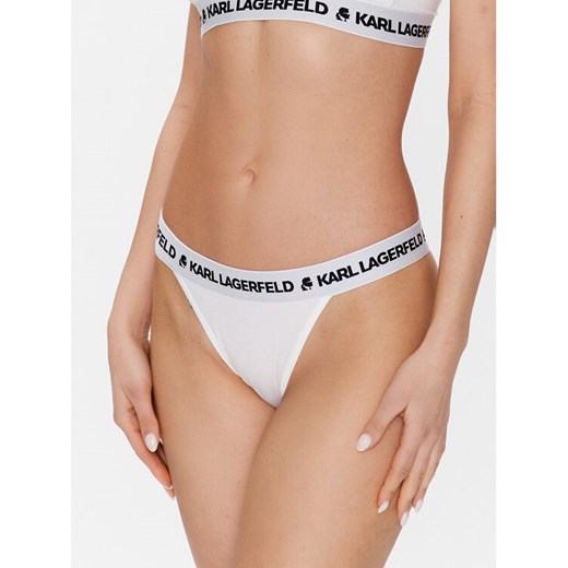 KARL LAGERFELD Figi brazylijskie Logo 225W2127 Biały ze sklepu MODIVO w kategorii Majtki damskie - zdjęcie 182632199