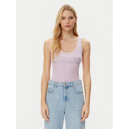 Guess Top W5GP29 KA0H1 Różowy Regular Fit ze sklepu MODIVO w kategorii Bluzki damskie - zdjęcie 182632307