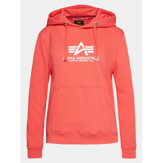 Alpha Industries Bluza New Basic 196032 Czerwony Regular Fit ze sklepu MODIVO w kategorii Bluzy damskie - zdjęcie 182632386