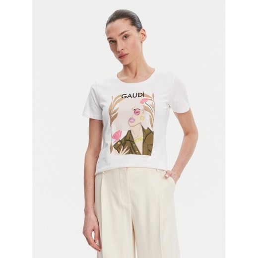 Gaudi T-Shirt 511BD64035 Biały Regular Fit ze sklepu MODIVO w kategorii Bluzki damskie - zdjęcie 182632468