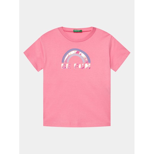 United Colors Of Benetton T-Shirt 3096G10E5 Różowy Boxy Fit ze sklepu MODIVO w kategorii Bluzki dziewczęce - zdjęcie 182632475