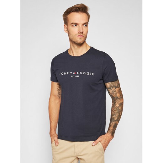 Tommy Hilfiger T-Shirt Core Logo Tee MW0MW11465 Granatowy Slim Fit ze sklepu MODIVO w kategorii T-shirty męskie - zdjęcie 182632735