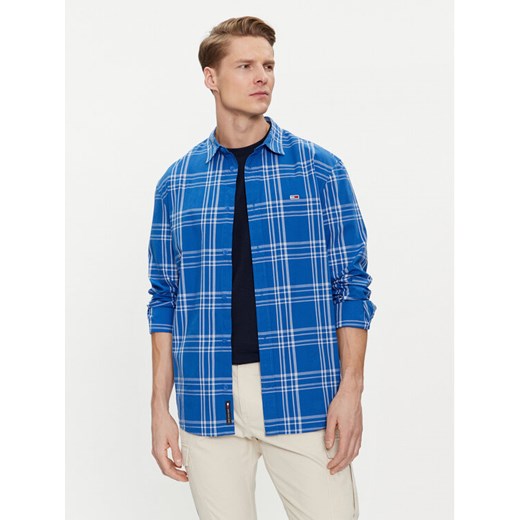 Tommy Jeans Koszula Poplin DM0DM18968 Niebieski Regular Fit ze sklepu MODIVO w kategorii Koszule męskie - zdjęcie 182632779