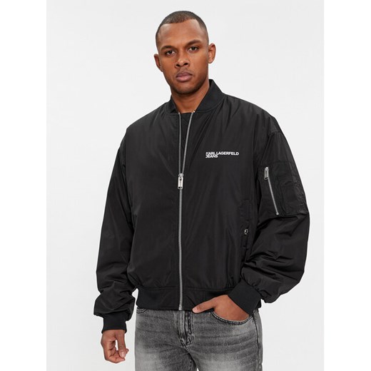 Karl Lagerfeld Jeans Kurtka bomber 240D1503 Czarny Regular Fit ze sklepu MODIVO w kategorii Kurtki męskie - zdjęcie 182632827