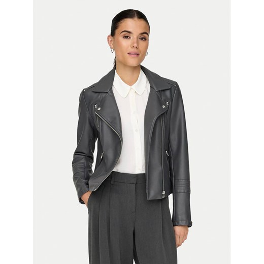ONLY Kurtka z imitacji skóry Gemma 15153079 Szary Regular Fit ze sklepu MODIVO w kategorii Kurtki damskie - zdjęcie 182633039