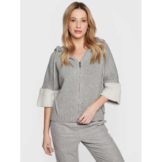 Fabiana Filippi Kardigan MAD222W117 Szary Regular Fit ze sklepu MODIVO w kategorii Swetry damskie - zdjęcie 182633047