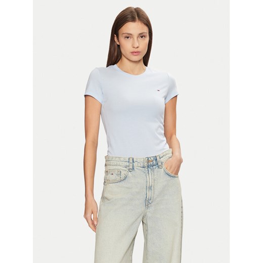 Tommy Jeans T-Shirt DW0DW20459 Błękitny Slim Fit ze sklepu MODIVO w kategorii Bluzki damskie - zdjęcie 182633196