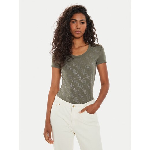 Guess T-Shirt W3BI53 J1314 Zielony Slim Fit Guess XS MODIVO