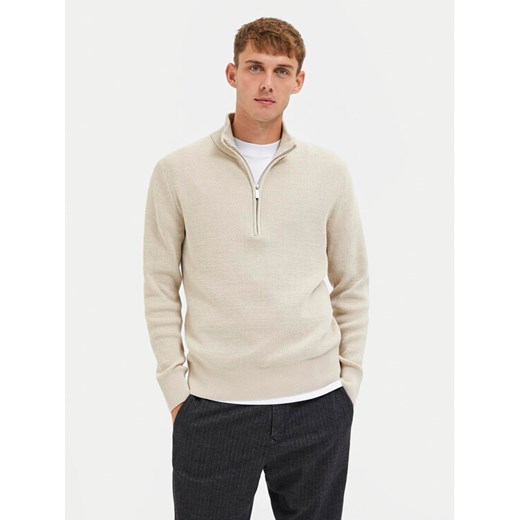 Selected Homme Sweter Rodney 16087985 Beżowy Regular Fit ze sklepu MODIVO w kategorii Swetry męskie - zdjęcie 182633446