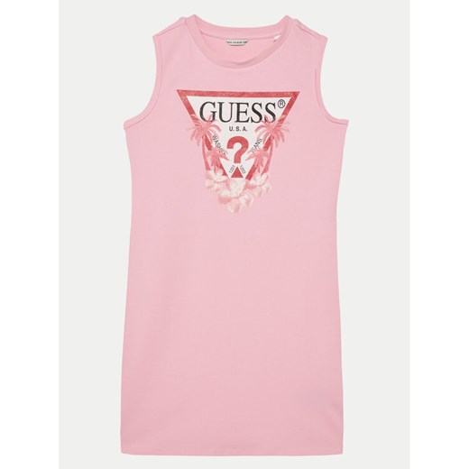 Guess Sukienka codzienna J4RK38KA6W4 Różowy Regular Fit ze sklepu MODIVO w kategorii Sukienki dziewczęce - zdjęcie 182633477