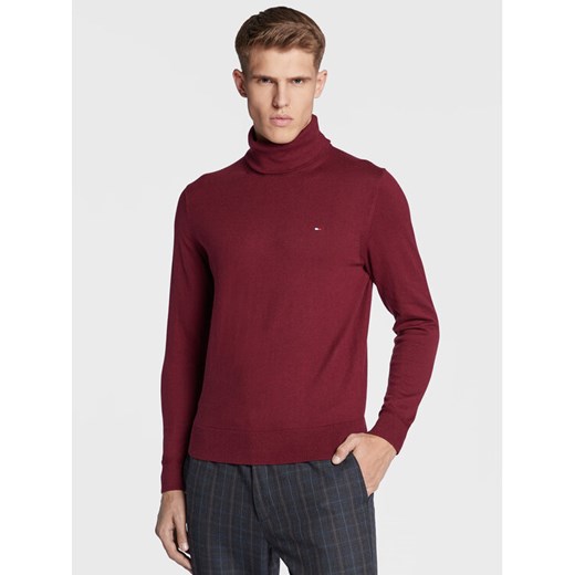 Tommy Hilfiger Golf Pima MW0MW28048 Bordowy Regular Fit ze sklepu MODIVO w kategorii Swetry męskie - zdjęcie 182633575