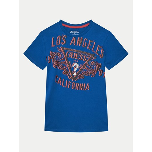 Guess T-Shirt L5RI00 K8HM4 Niebieski Regular Fit ze sklepu MODIVO w kategorii T-shirty chłopięce - zdjęcie 182633766