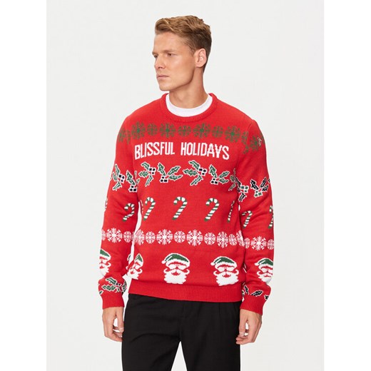 Only & Sons Sweter Xmas 22031171 Czerwony Regular Fit ze sklepu MODIVO w kategorii Swetry męskie - zdjęcie 182634039