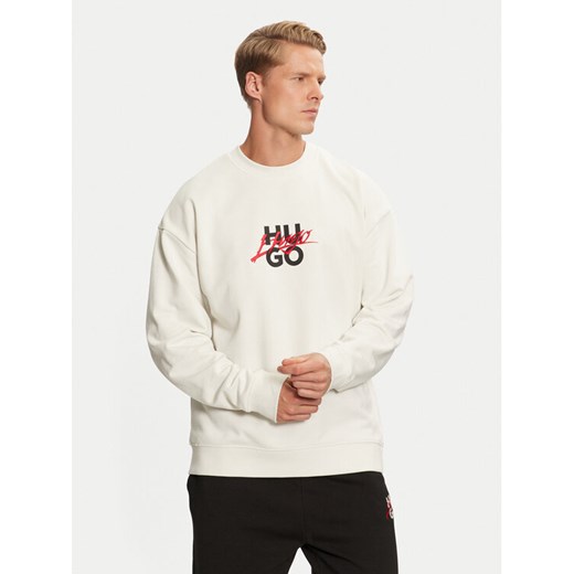 Hugo Bluza Dlongny 50521081 Écru Relaxed Fit ze sklepu MODIVO w kategorii Bluzy męskie - zdjęcie 182634205