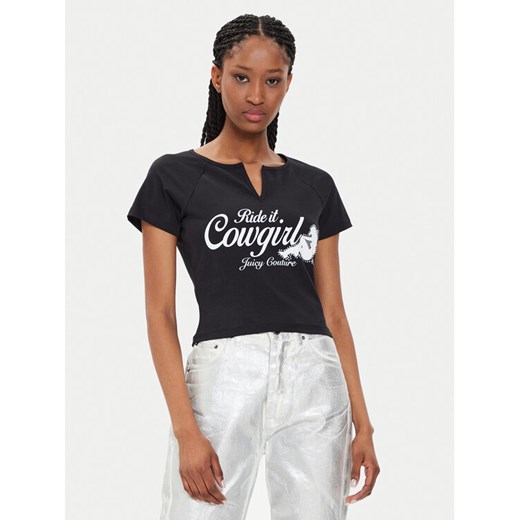 Juicy Couture T-Shirt Ride A Cowgirl JCWCT23333 Czarny Slim Fit ze sklepu MODIVO w kategorii Bluzki damskie - zdjęcie 182634207