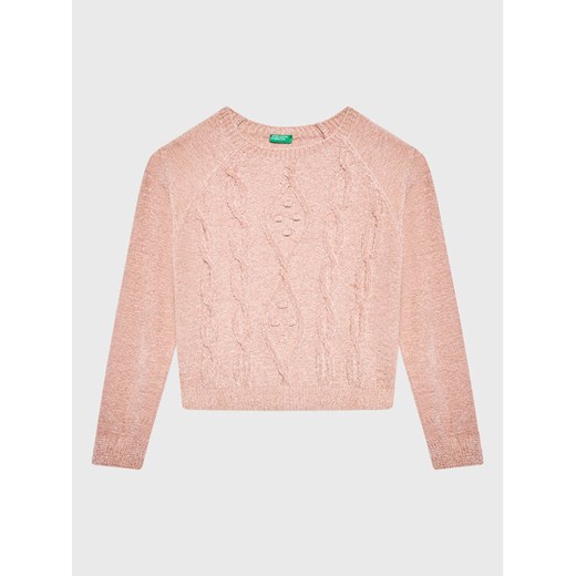 United Colors Of Benetton Sweter 1027C101P Różowy Regular Fit ze sklepu MODIVO w kategorii Swetry dziewczęce - zdjęcie 182634217