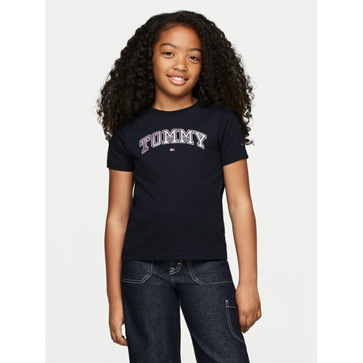 Tommy Hilfiger T-Shirt Varsity KG0KG08064 Granatowy Regular Fit ze sklepu MODIVO w kategorii Bluzki dziewczęce - zdjęcie 182634235
