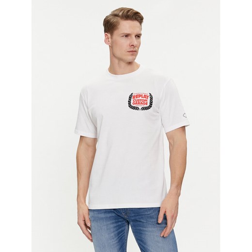 Replay T-Shirt M6765.000.22662 Biały Regular Fit ze sklepu MODIVO w kategorii T-shirty męskie - zdjęcie 182634516