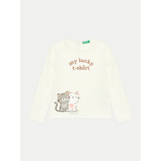 United Colors Of Benetton Bluzka 3I1XG10FK Écru Regular Fit ze sklepu MODIVO w kategorii Bluzki dziewczęce - zdjęcie 182634919