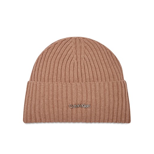 Calvin Klein Czapka Ck Must Logo Beanie K60K611401 Fioletowy ze sklepu MODIVO w kategorii Czapki zimowe damskie - zdjęcie 182634989