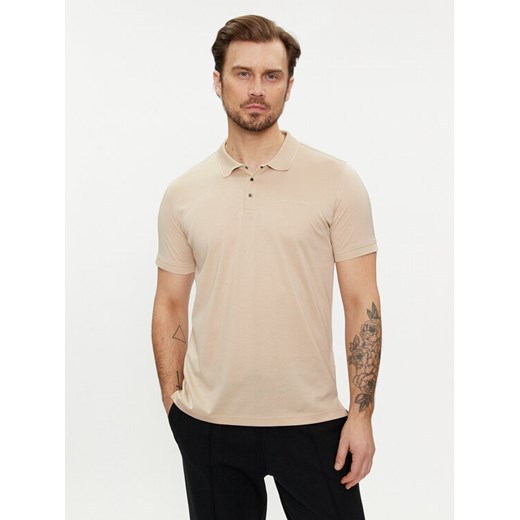 KARL LAGERFELD Polo 745000 542200 Beżowy Regular Fit ze sklepu MODIVO w kategorii T-shirty męskie - zdjęcie 182635018