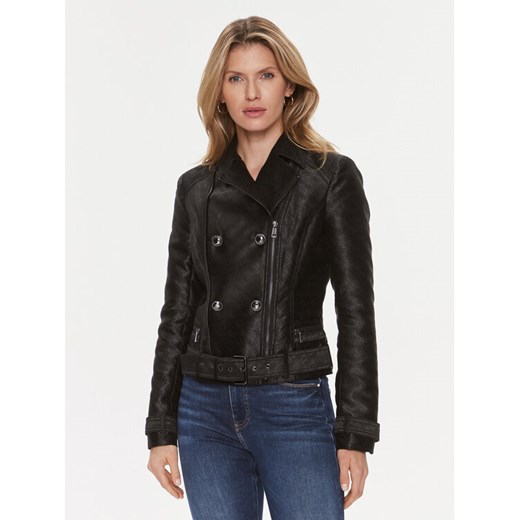 Guess Kurtka z imitacji skóry Olivia Moto Jacket W3YL25 WFIR2 Czarny Regular Fit ze sklepu MODIVO w kategorii Kurtki damskie - zdjęcie 182635159