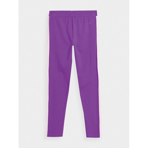 4F Legginsy 4FJAW23TTIGF094 Fioletowy Slim Fit ze sklepu MODIVO w kategorii Spodnie dziewczęce - zdjęcie 182635619