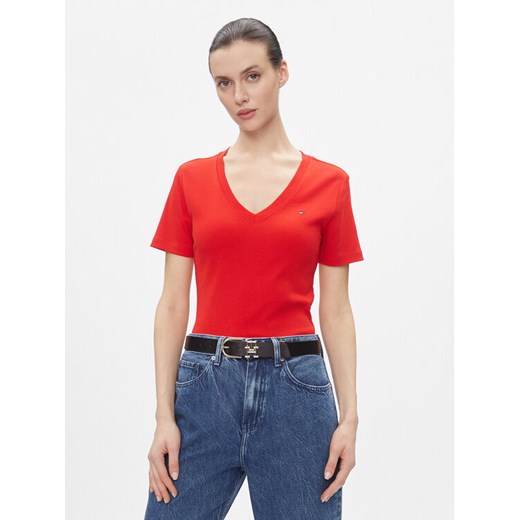 Tommy Hilfiger T-Shirt New Cody WW0WW40584 Czerwony Slim Fit ze sklepu MODIVO w kategorii Bluzki damskie - zdjęcie 182635685