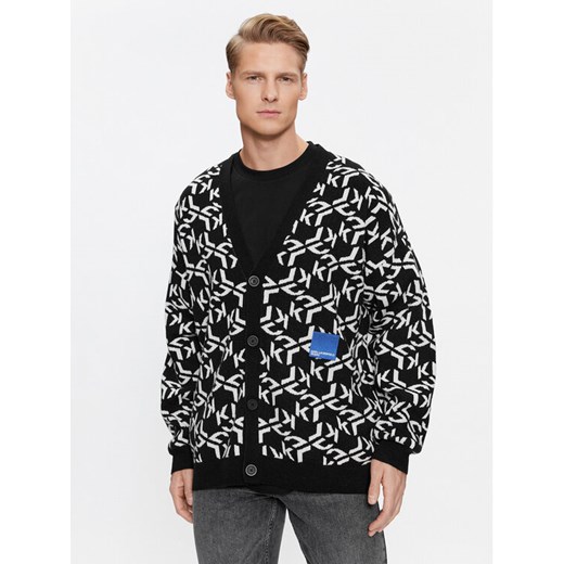 KARL LAGERFELD Kardigan Klj Monogram Jacquard Cardigan 236D2050 Czarny Regular Fit ze sklepu MODIVO w kategorii Swetry męskie - zdjęcie 182636218