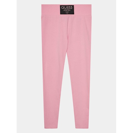 Guess Legginsy J4RB04 J1314 Różowy Slim Fit ze sklepu MODIVO w kategorii Spodnie dziewczęce - zdjęcie 182636227