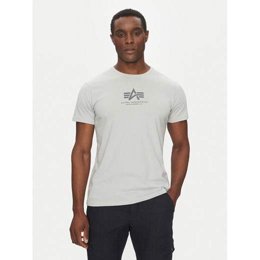 Alpha Industries T-Shirt Basic 118533 Szary Regular Fit ze sklepu MODIVO w kategorii T-shirty męskie - zdjęcie 182636265
