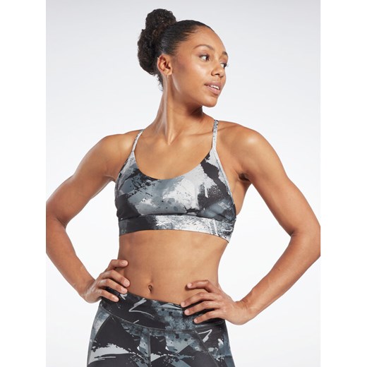 Reebok Biustonosz sportowy Lux Strappy Allover Print HS7793 Czarny Reebok XS MODIVO