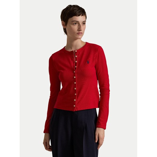 Polo Ralph Lauren Kardigan 211941175006 Czerwony Slim Fit ze sklepu MODIVO w kategorii Swetry damskie - zdjęcie 182636868