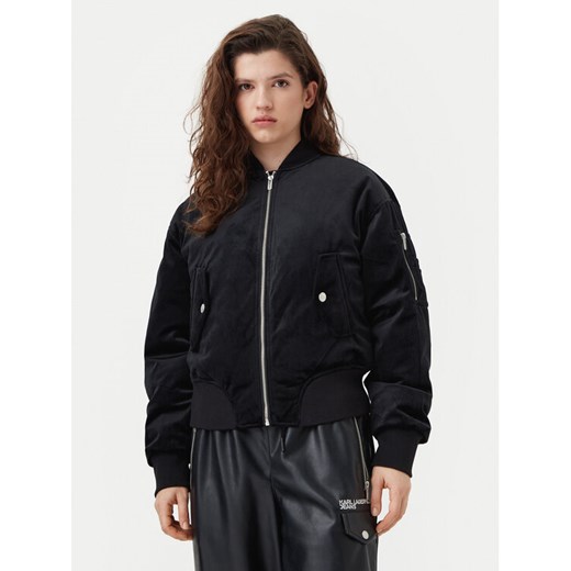 Karl Lagerfeld Jeans Kurtka bomber A1W15010 Czarny Regular Fit ze sklepu MODIVO w kategorii Kurtki damskie - zdjęcie 182636997