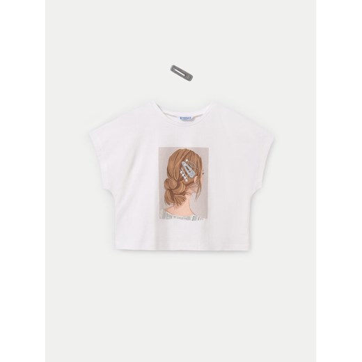 Mayoral T-Shirt 6021 Écru Relaxed Fit ze sklepu MODIVO w kategorii Bluzki dziewczęce - zdjęcie 182637385