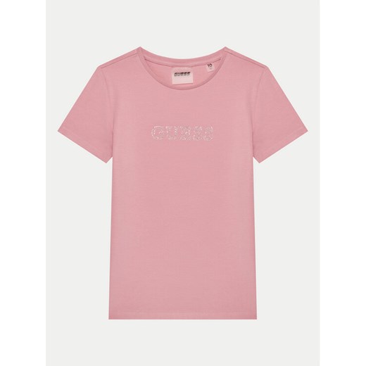 Guess T-Shirt J4RI49 J1314 Różowy Regular Fit ze sklepu MODIVO w kategorii Bluzki dziewczęce - zdjęcie 182637637
