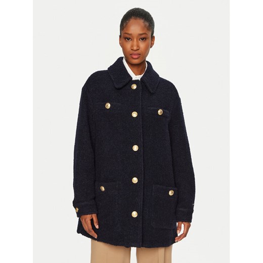 Tommy Hilfiger Płaszcz wełniany WW0WW43762 Granatowy Regular Fit ze sklepu MODIVO w kategorii Płaszcze damskie - zdjęcie 182637676