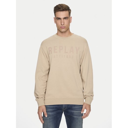 Replay Bluza M6975 .000.21842 Beżowy Regular Fit ze sklepu MODIVO w kategorii Bluzy męskie - zdjęcie 182637735