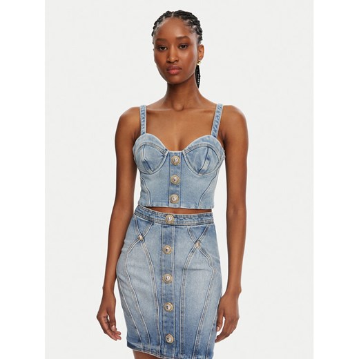 Balmain Top DF1AA345DE53 Niebieski Slim Fit ze sklepu MODIVO w kategorii Bluzki damskie - zdjęcie 182637918