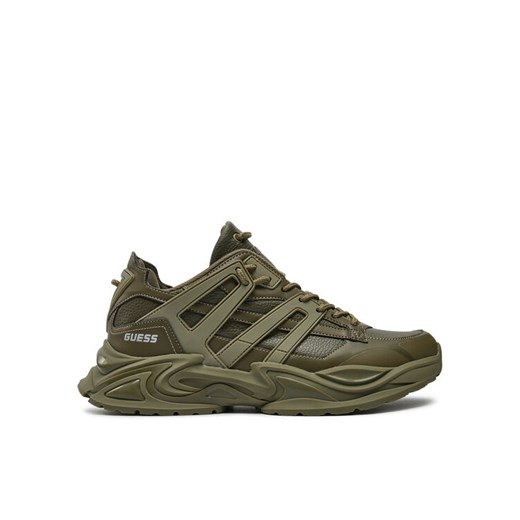 Guess Sneakersy Belluno Low FMTBEL ELE12 Khaki ze sklepu MODIVO w kategorii Buty sportowe męskie - zdjęcie 182638165