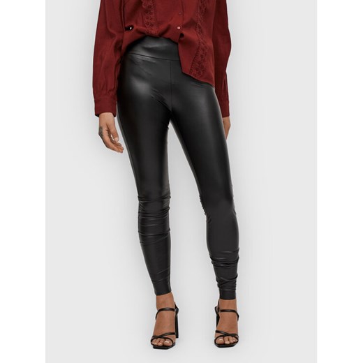 Vila Spodnie z imitacji skóry Barb 14074751 Czarny Slim Fit ze sklepu MODIVO w kategorii Spodnie damskie - zdjęcie 182638359