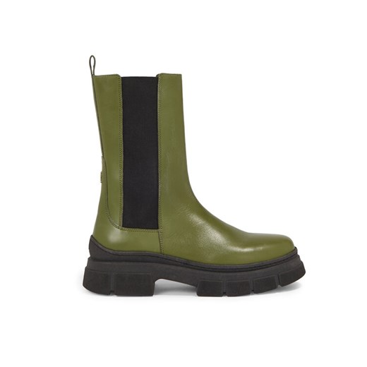 Tommy Hilfiger Sztyblety Essential Leather Chelsea Boot FW0FW07490 Zielony ze sklepu MODIVO w kategorii Botki - zdjęcie 182638495