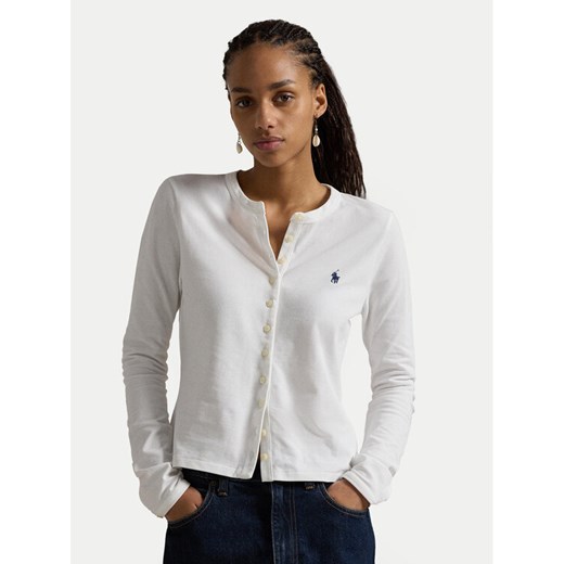 Polo Ralph Lauren Kardigan 211941175004 Biały Slim Fit ze sklepu MODIVO w kategorii Swetry damskie - zdjęcie 182638615